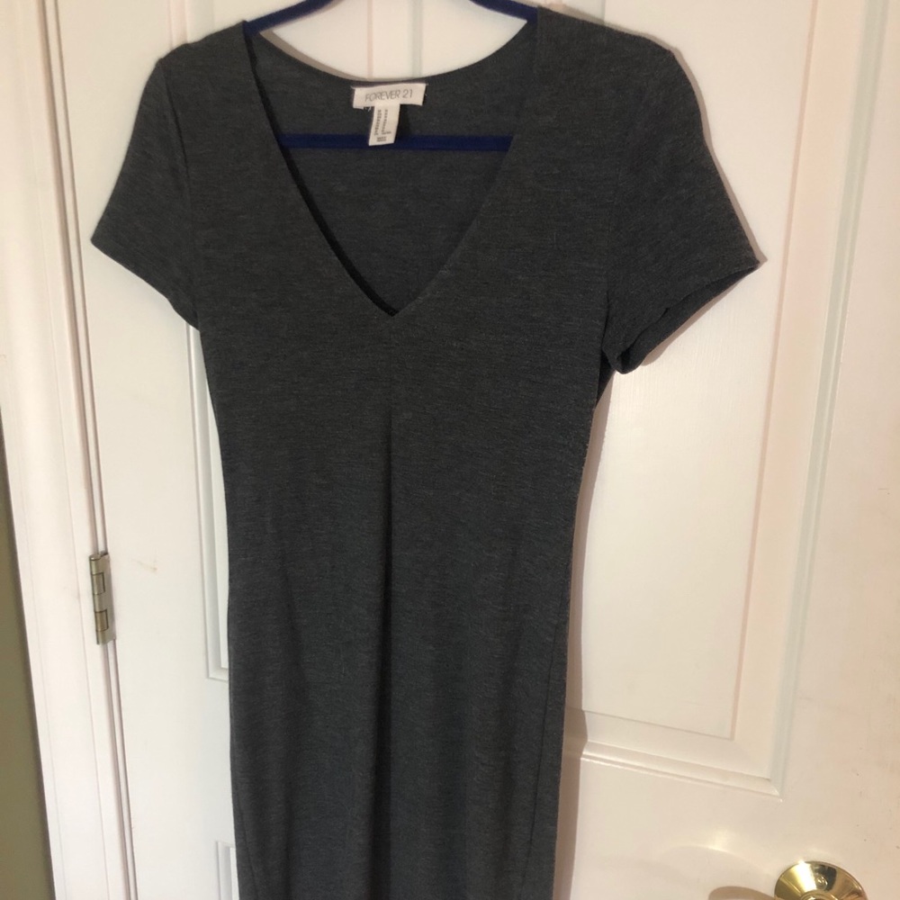 gray short sleeve cotton dress